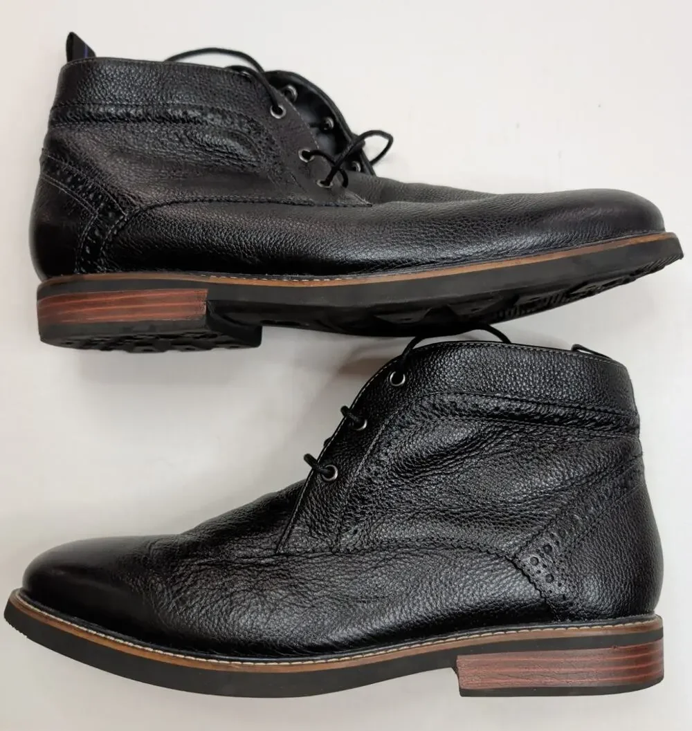 Nunn Bush Mens Ozark Plain Toe Chukka Boots Black tumbled leather 84777 Size 12W